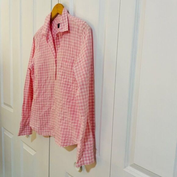 Untuckit Carina Pink Gingham Check Button Front Top Size 6 - Picture 6 of 9
